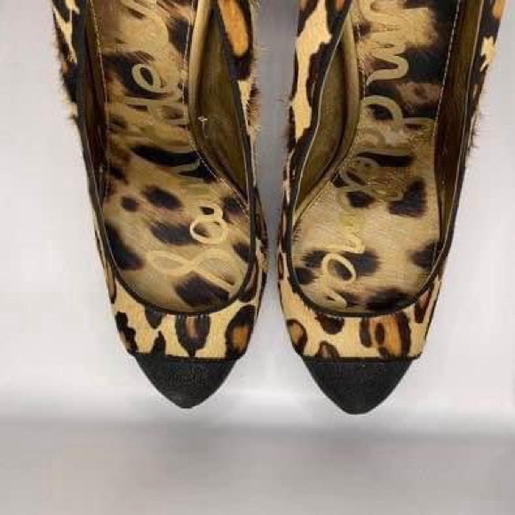 Sam Edelman France Glitter Spectator Leopard Print Rockabilly Heels SIZE 9.5 - Picture 7 of 10